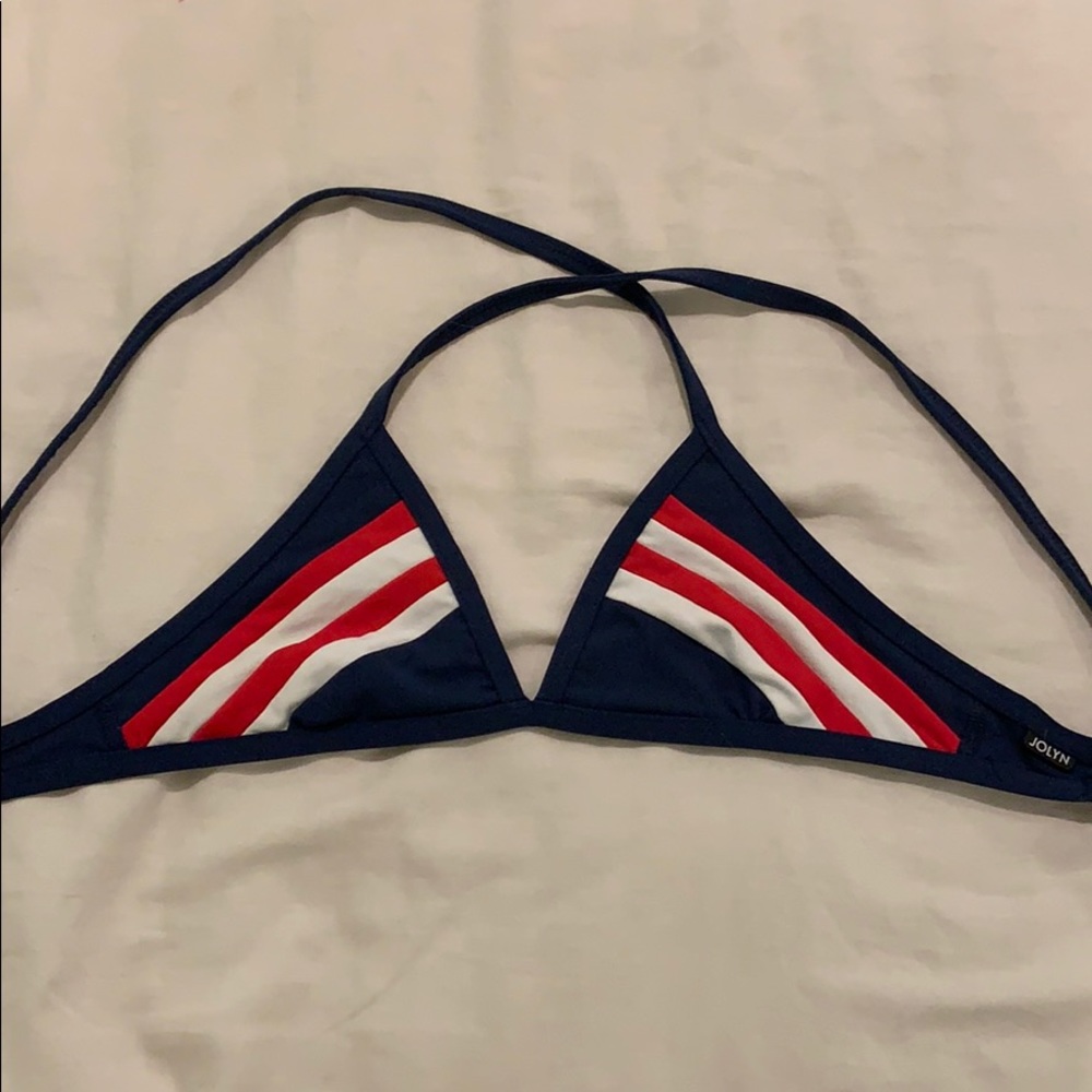 jolyn red white and blue collin top